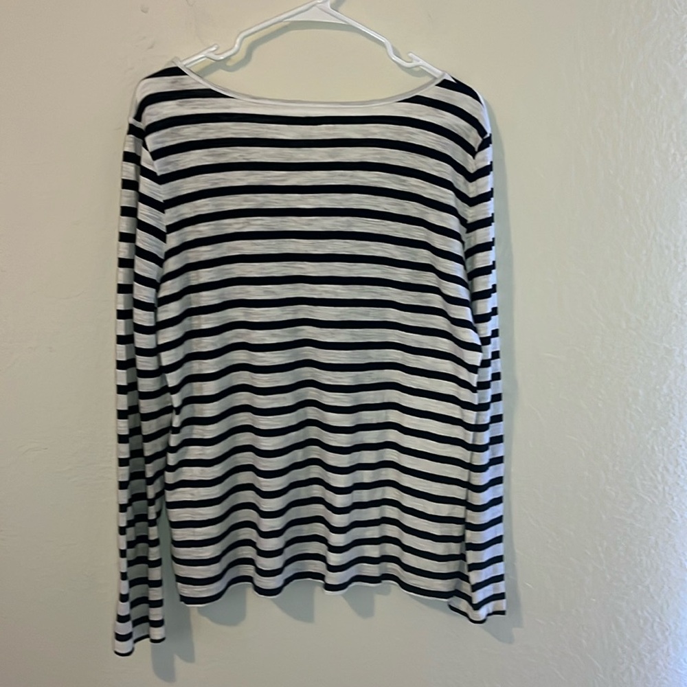 LOFT Striped Heart Top, Size M - Picture 3 of 5